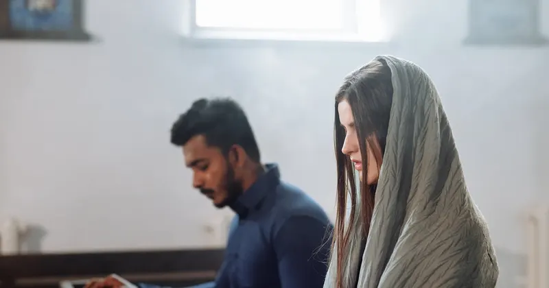 Church interior with clean wooden pews and sanctuary