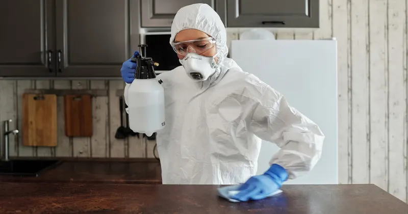 Cabinet of conventional cleaning chemicals being replaced