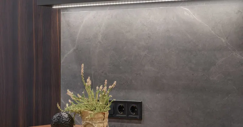 Apartment kitchen with natural cleaning products organized