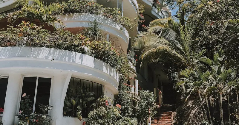Modern apartment building exterior with balconies