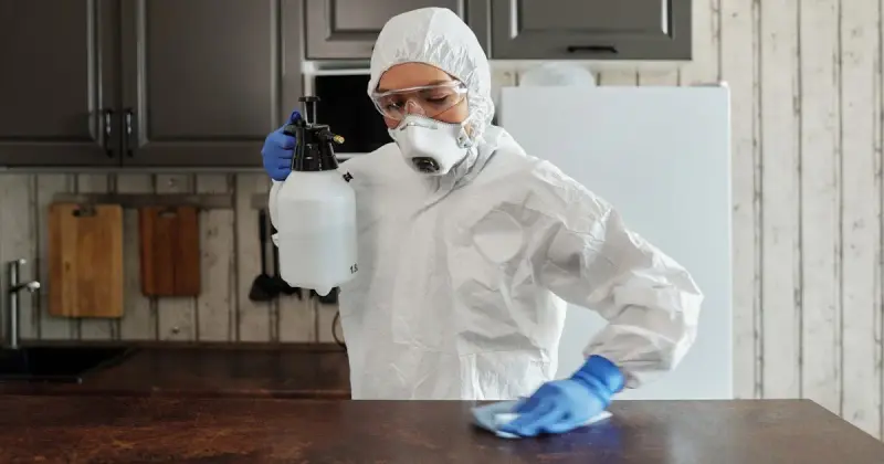 Cabinet of conventional cleaning chemicals being replaced