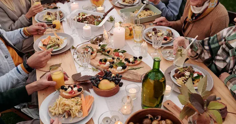 Elegant holiday dinner table setting
