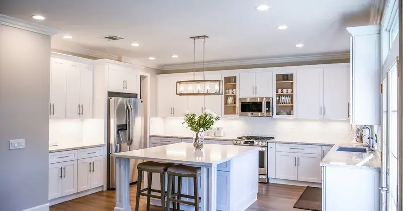 Clean modern kitchen with organized countertops