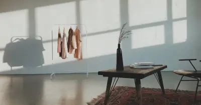 Room interior illuminated by sunlight coming through a window